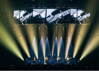 Mumford & Sons tour with lighting and atmospheric effects supplied by MDG (Photo from Rachael Wright)